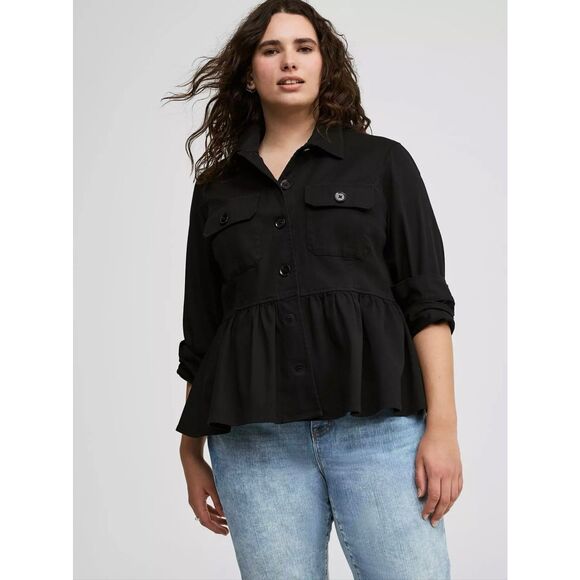 Torrid sz 2 nwt black peplum military jacket/coat safari/utility - Picture 1 of 6